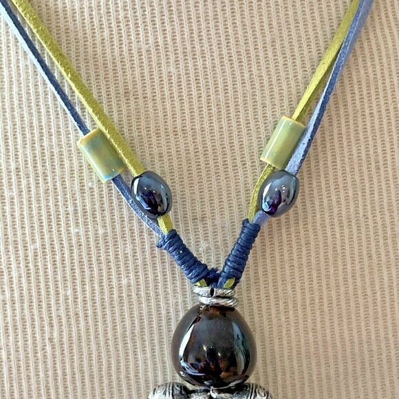 Zevar By Treska Necklace Silver Glass Beads Multicolor Statement Piece Boho NWT! - Picture 5 of 11